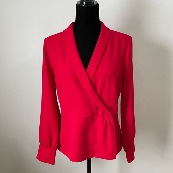 J CREW Drapey Faux-Wrap Top in 365 Crepe 10T - Picture 6 of 11